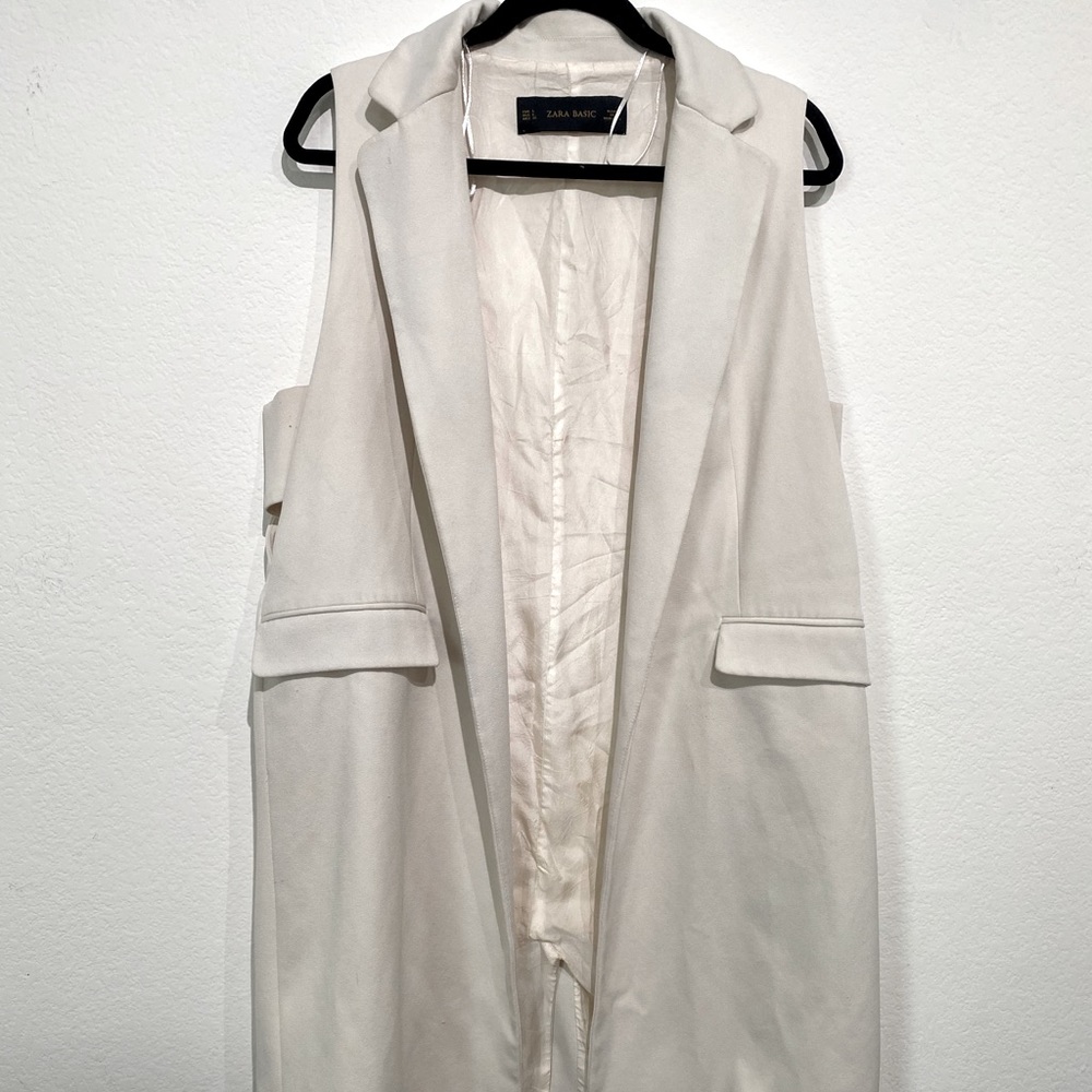 Zara Basic Long White Sleeveless Vest